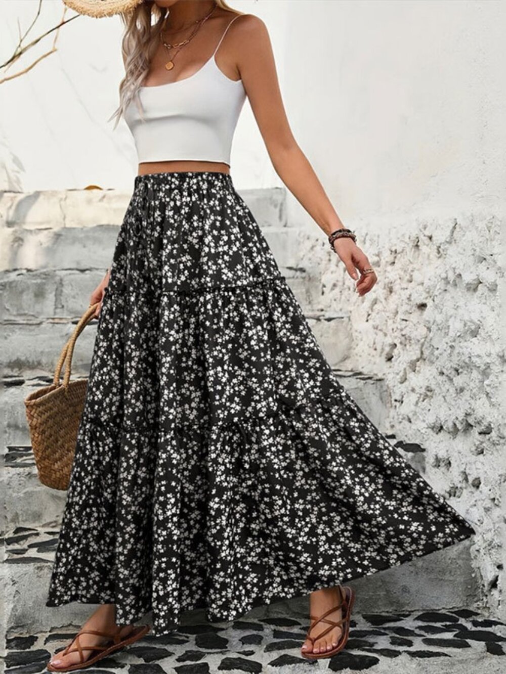 Women's Spring & Summer Elegant Floral Maxi Skirt